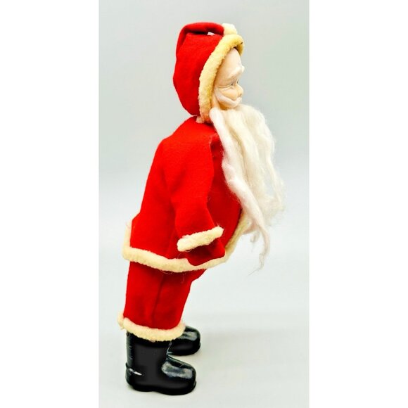 Vintage Rubber Faced Santa Claus Plush Stuffed Toy Doll 11 inch Christmas - Picture 3 of 8